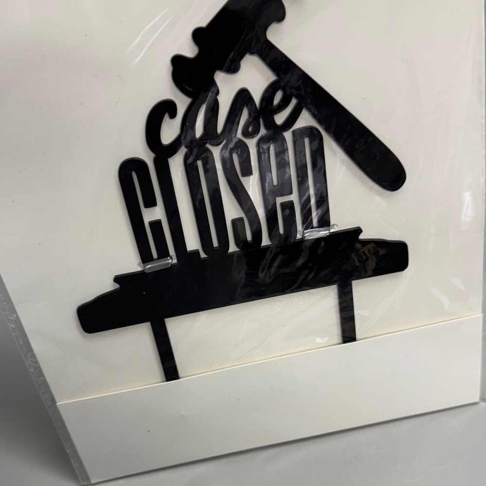 Black 'Case Closed' Cake Topper